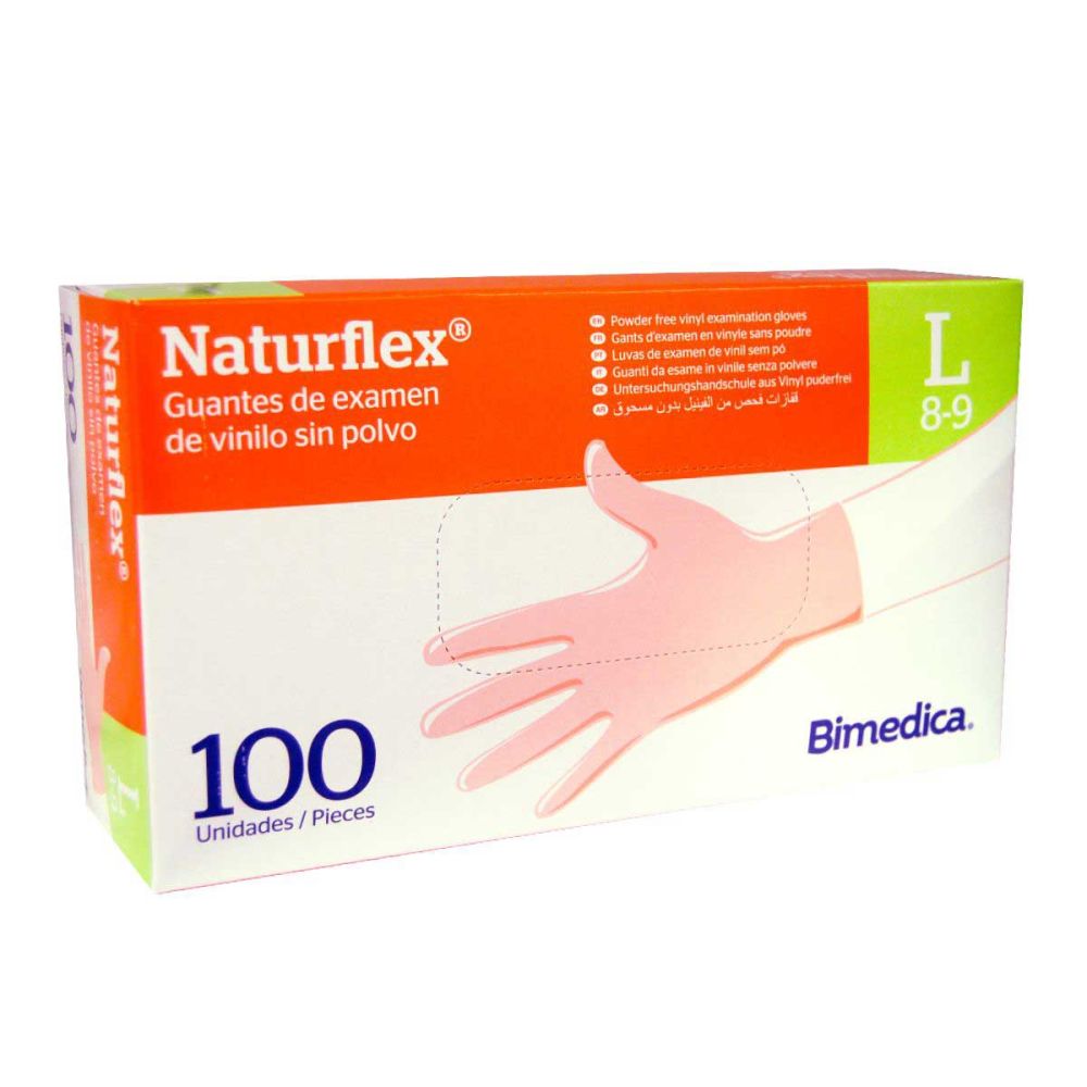 Guantes vinilo sin polvo Naturflex 100u Bimedica