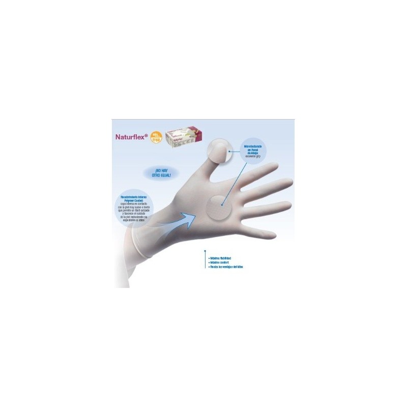 Guantes de látex sin polvo Naturflex 100u Bimedica