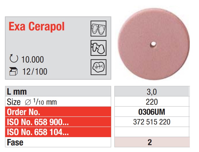 Exa Cerapol Pulidor Cerámica Forma Disco sin montar Rosa 12u Edenta