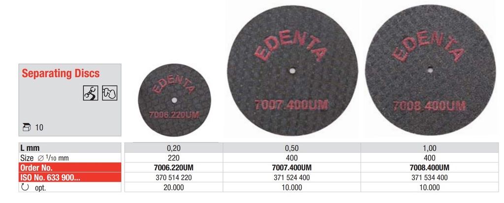 Discos de separación reforzados 10u EDENTA