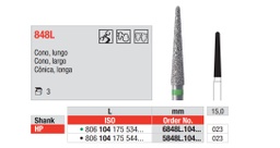 Fresas diamantadas cono largo 848L HP 3u Edenta