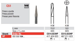 Fresas Carburo Tungsteno de Punzón Fig. C51 HP 1u EDENTA