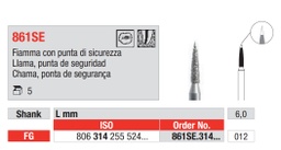 [861SE.314.012] Fresas Diamantadas 861SE Grano Medio Llama Punta Seguridad FG 5u EDENTA