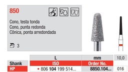 [8850.104.016] Fresas diamantadas Fig. 850 Grano Fino Cono punta redonda HP 3u EDENTA